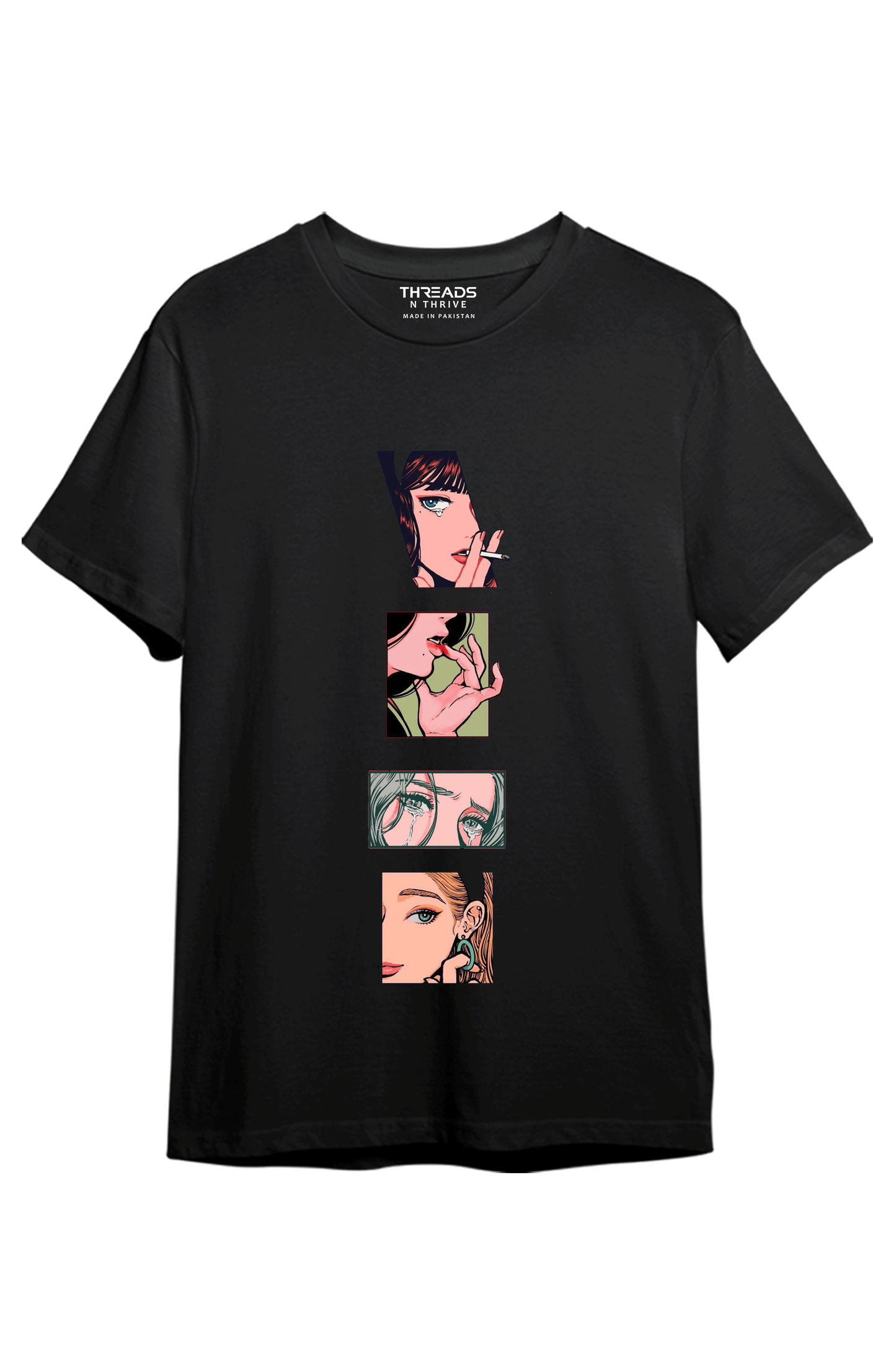 SMOKING GIRL PRINTED  T-SHIRT