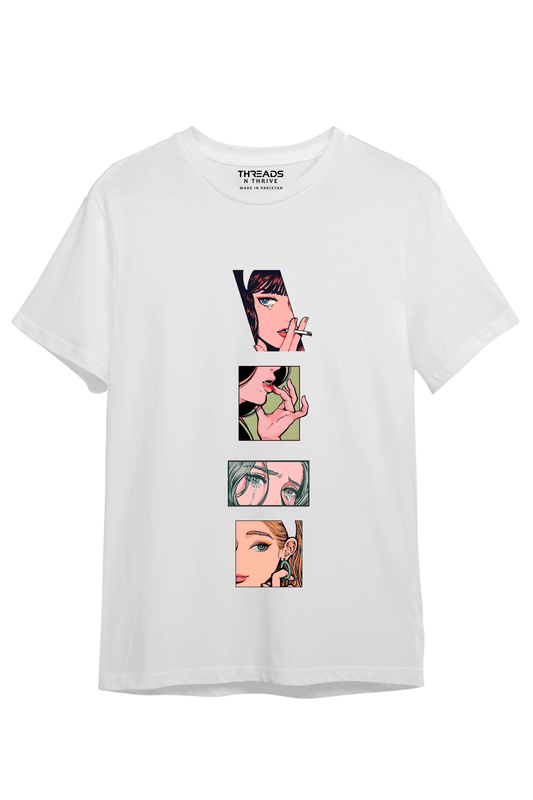 SMOKING GIRL PRINTED  T-SHIRT