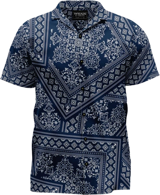 CARIBBEAN MIDNIGHT CUBAN PRINTED SHIRT