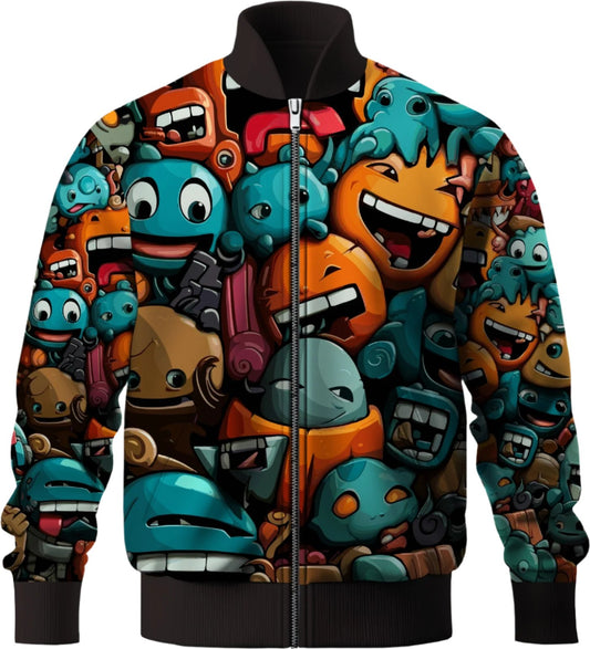 Colorful Cartoon Monster Bomber Jacket