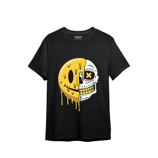 HAPPY SKULL PRINTED T-SHIRT