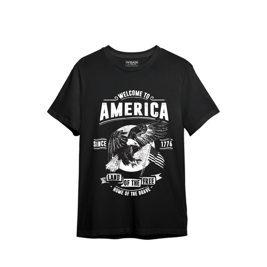 WELCOME TO AMERICA PRINTED T-SHIRT