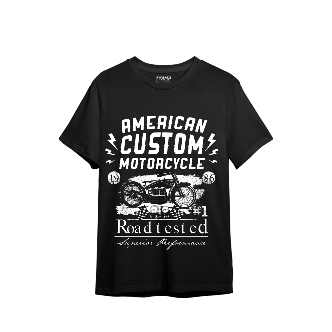 AMERICAN CUSTOM MOTORCYCLE PRINTED T-SHIRT